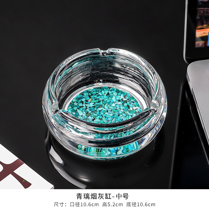 水晶烟灰缸高端大气档次轻奢创意家用客厅办公玻璃金砂烟缸防飞灰|undefined