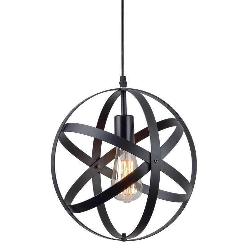 Cross-border Amazon American antique creative black round Earth chandelier retro industrial bar iron lamps