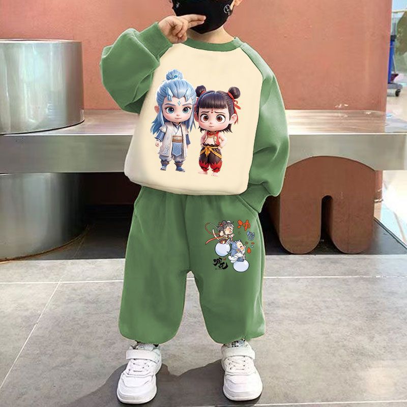 哪吒魔童闹海2025新款卫衣男童宽松儿童春秋装女童休闲套装|undefined