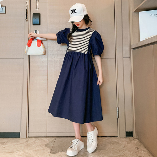 Girls Summer Dresses  New Style Children's College Style Princess Dresses Summer Short-Sleeved Skirts for Girls