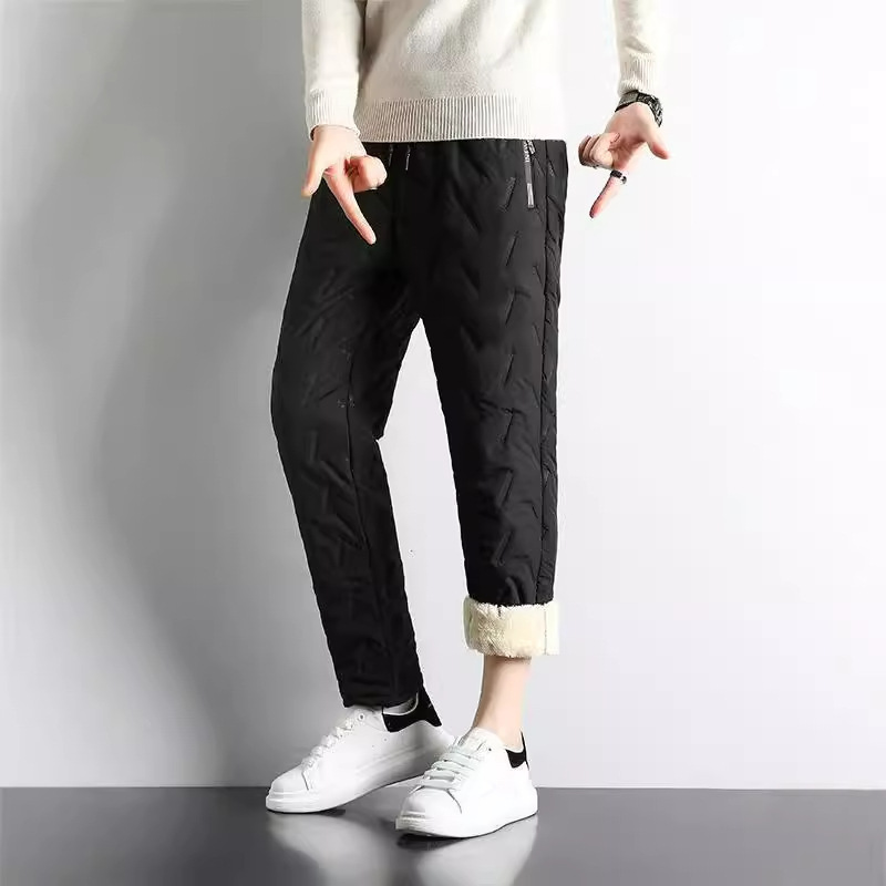 Super Thick Lamb Wool Pants for Men, Fleece-Lined, 2025 Winter New Style, Warm Pants for Middle-Aged and Elderly, Dad's Thickened Pants