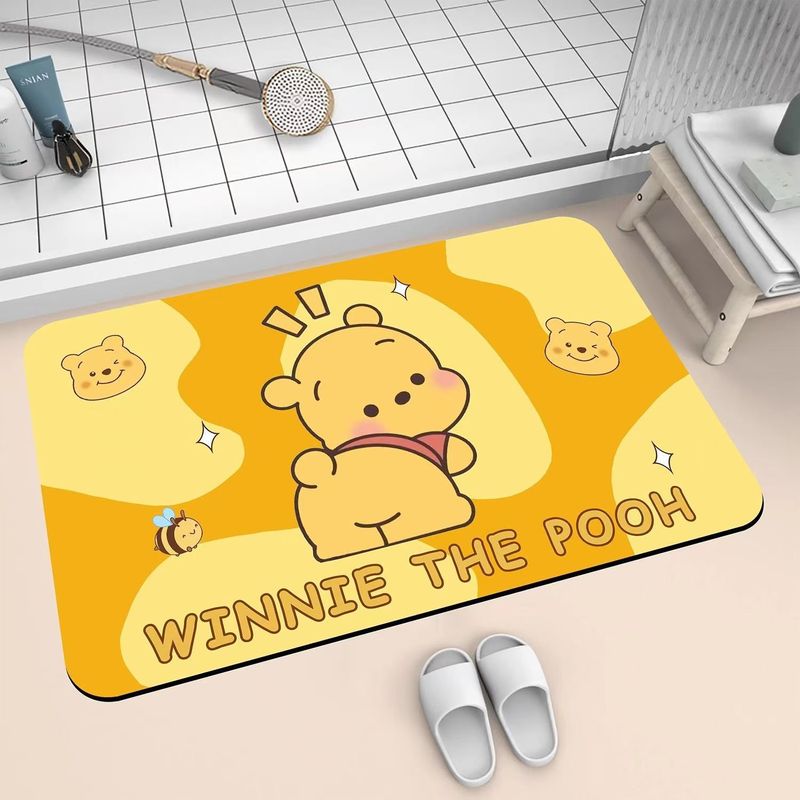 かわいいバター熊維尼熊珪藻泥マット家庭用装飾浴室トイレ入戸滑り止め耐汚れマット|undefined