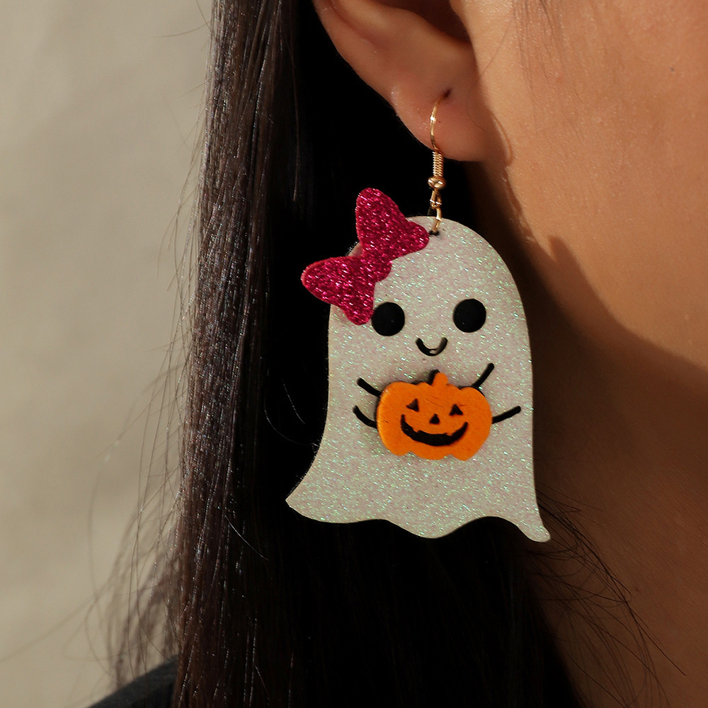 Halloween Series Skull Pumpkin Felt Cloth Earrings Wholesale Nihaojewelry
