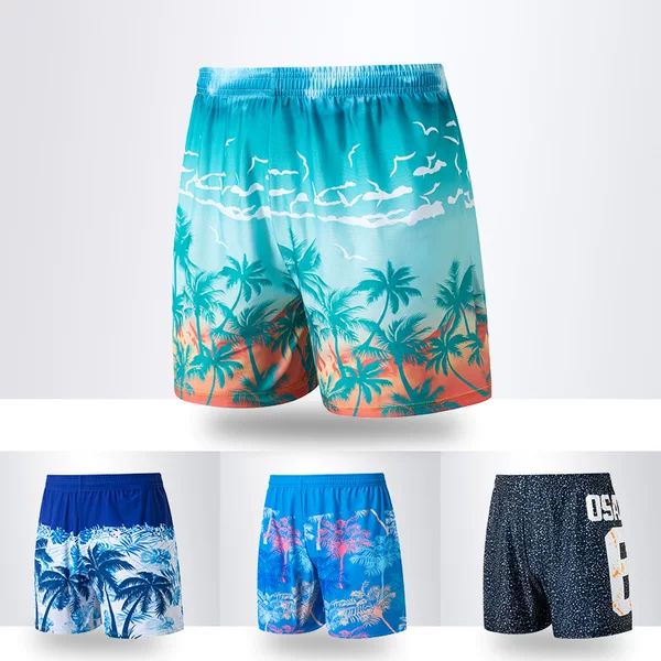Summer Men's Beach Swimming Trunks, Fashionable Printed Sports Shorts, Loose and Anti-Embarrassment Boxer Swim Trunks, Cross-Border