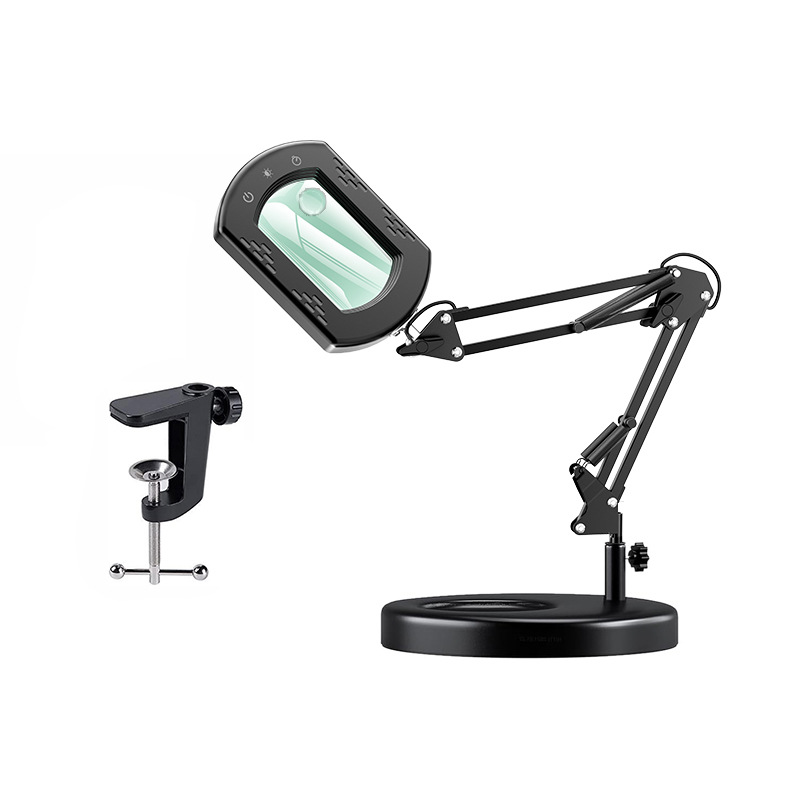Lámpara de Mesa LED Plegable con Lupa USB de Plástico, Control Táctil y Protección Ocular, para Manicura y Lectura