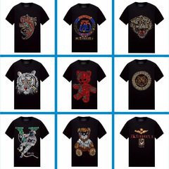 t恤男燙鑽圖輔料東洲平底鑽卡通馬圖案環保鑽個性定製原創加工廠