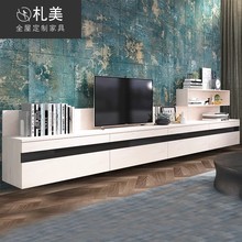 嘉興現代簡約客廳電視櫃書櫃一體定制儲物櫃背景牆整體全屋定做