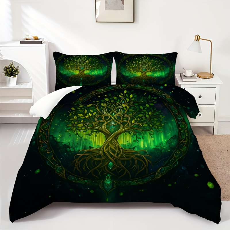 TEMU / JIT transfronterizo para brillante árbol de vida polido impresión digital kit de edredón textil para el hogar