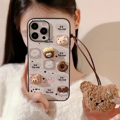 可愛卡通毛絨小熊掛件適用15ProMax新款iPhone14蘋果13手機殼12女