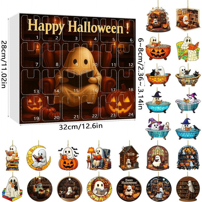 Halloween Countdown Calendar万圣节倒计时日历 2025-24 PCS|undefined