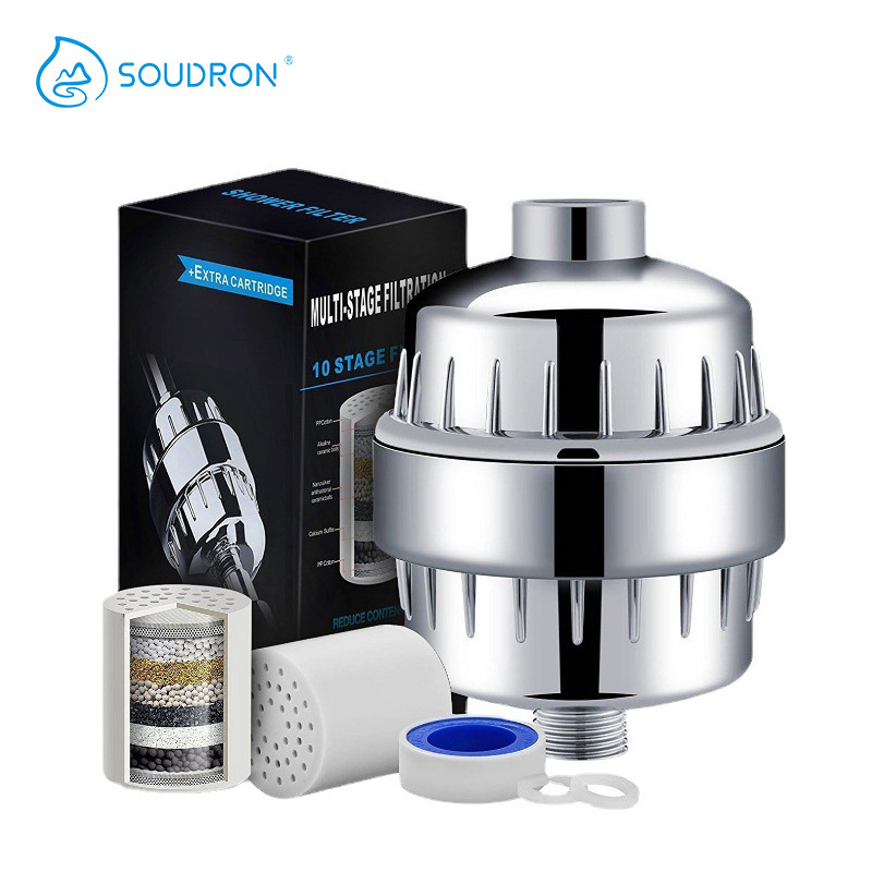 Cross-border front shower filter large flow residual chlorine removal 10-20 level skin-beautifying shower water purifier
