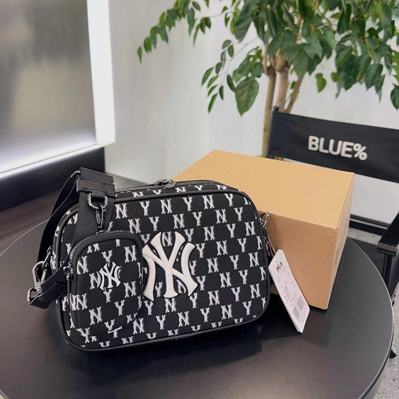 Korean Mlb New Vintage Embroidered Monogram Camera Bag, Unisex Full-Print Shoulder Small Square Bag Crossbody