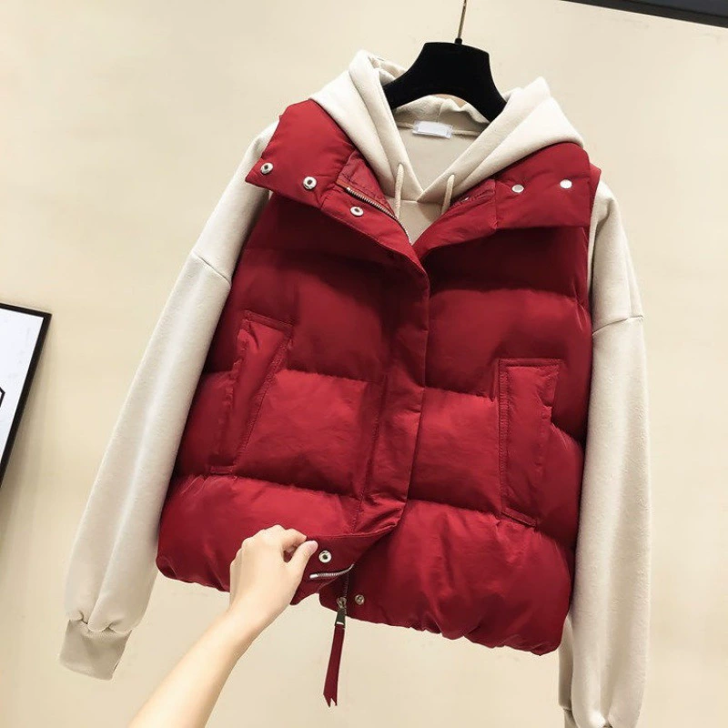 Demi-season short vest with down, keep warm down jacket, plus size, fitted