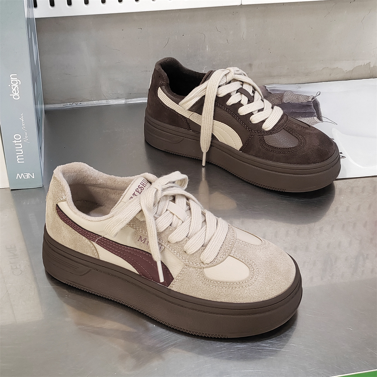 爆款厚底透气德训鞋女款2025秋季新款百搭运动休闲真皮小白鞋板鞋