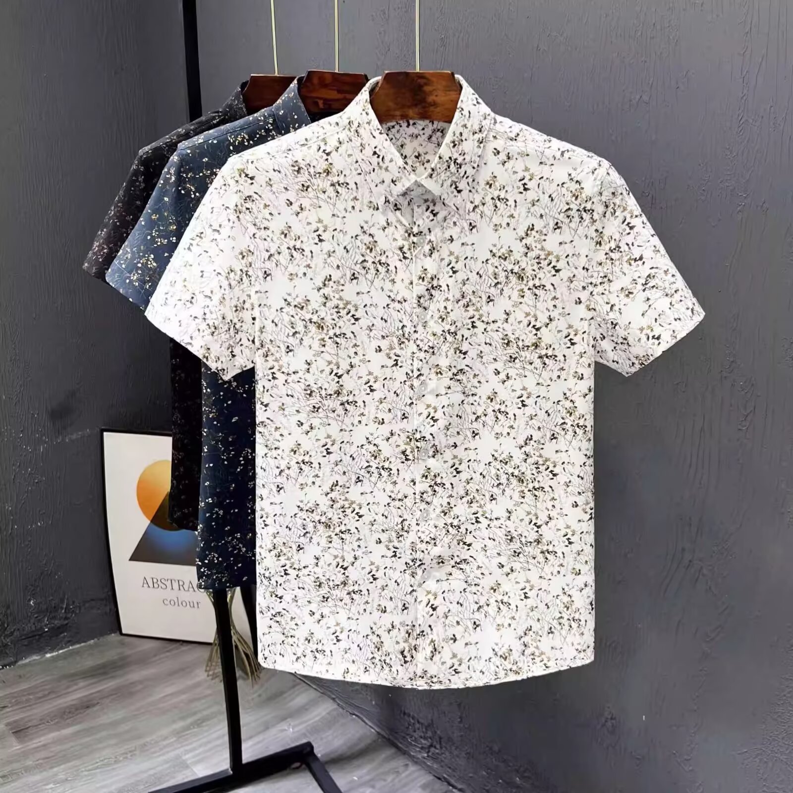 American Trendy Brand Floral Design Printed Shirt Men's Trendy New Loose Versatile Comfortable Light Luxury Casual Top
