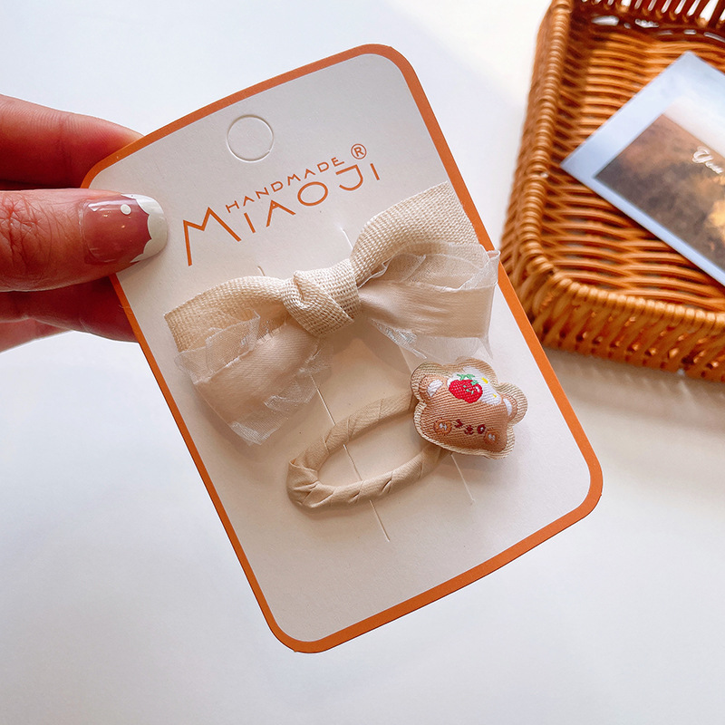 Daily Occasion Cloth Material Embroidery, Cartoon, Knot, Butterfly, Bow Knot Pattern Elegant Korean Style Kid'S Women's Embroidery Cartoon Knot Cloth Bowknot Hair Clip