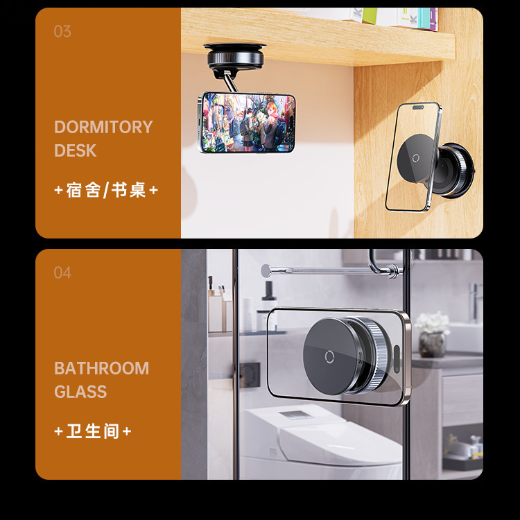 New multifunctional car phone holder with wireless charging, 360-degree rotation, and MagSafe magnetic suction cup for car use