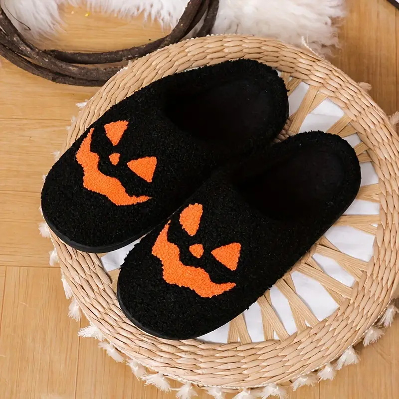 Zapatillas de algodón de calabaza para hombre y mujer, versión coreana de otoño e invierno, para parejas, hogar, interior, suela gruesa bonita, antideslizantes con dibujos animados