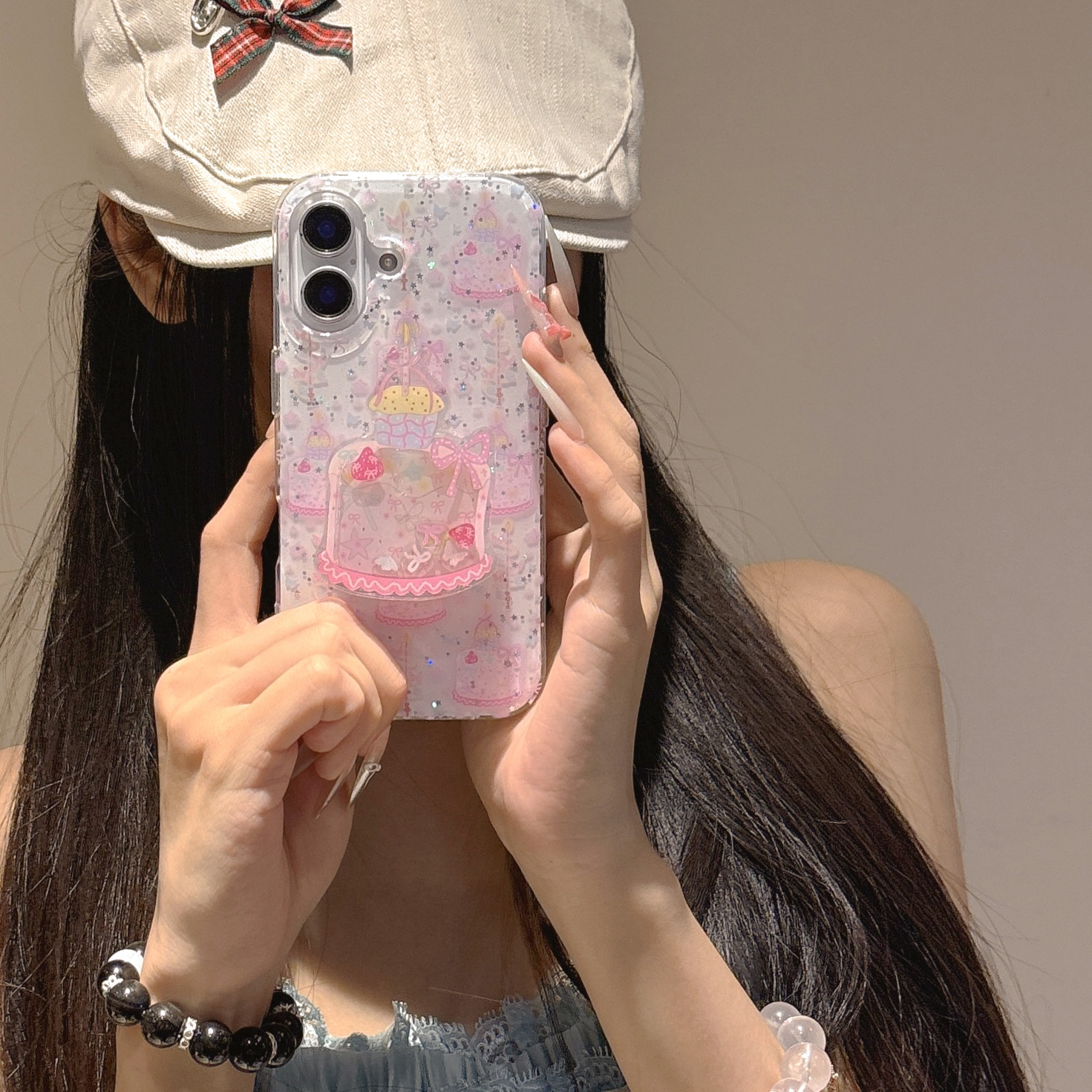 Girl Heart Sparkle Cake Shake Music Adecuado para Apple 15/16 Funda para teléfono móvil Soporte 14Pro 13 Nuevo 16PM nicho