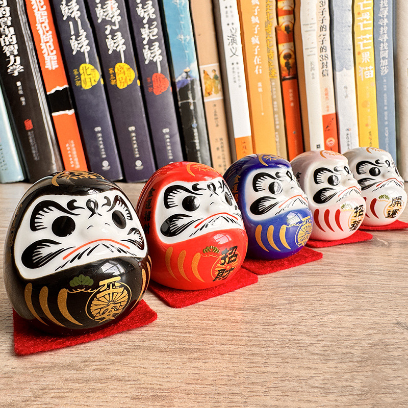 Estilo japonés Damo decoración de cerámica Japonesa Damo huevo suerte Damo pequeño tamaño mini gato afortunado decoración del coche