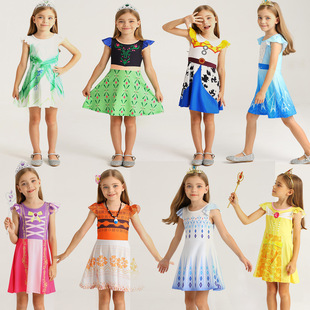 Cross-Border Girls' Skirts 3-6 Years Old Kidsren's Dresses Nightgown Elsa Princess Series Halloween Costumes Kidsren's Clothing Collection