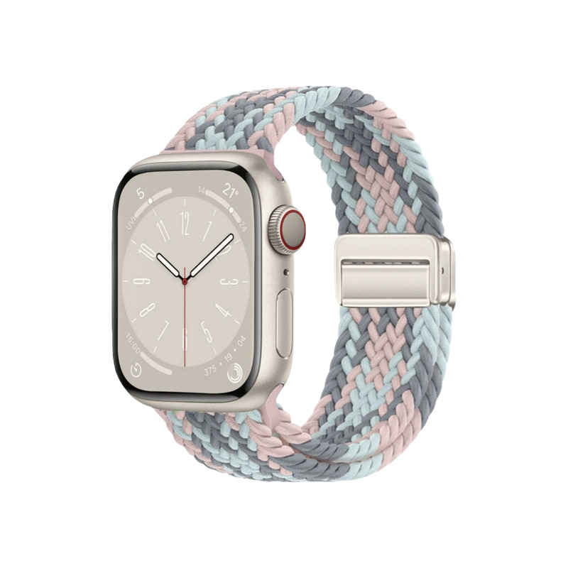 适用AppleWatch时尚四点磁吸扣尼龙编织回环苹果表带实用显质感|undefined