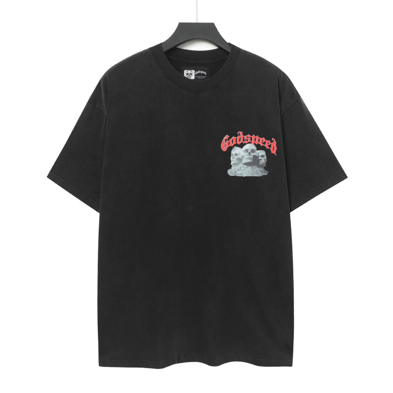クロスボーダー 25ss アメリカのトレンディなブランド Godsed ロックバンドバスケットボール高品質ウォッシュブラック半袖 T シャツ男性と女性用|undefined
