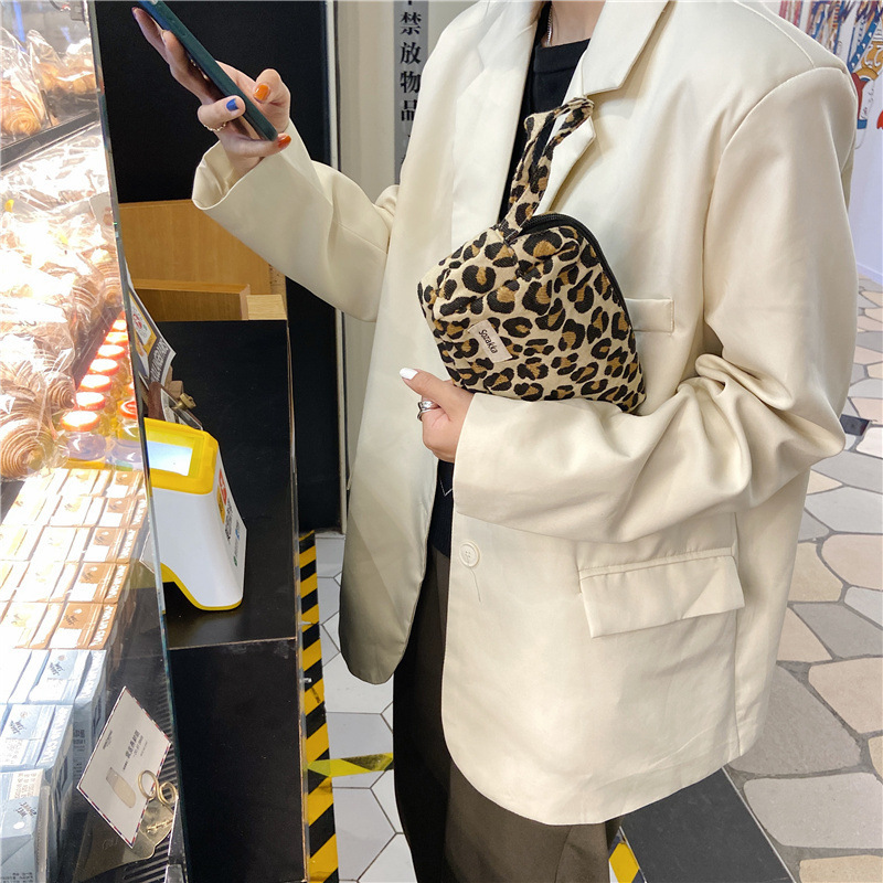 13311 checkered color-blocking large-capacity cosmetic bag, women's leopard print fashionable clutch, canvas storage bag wholesale undefined