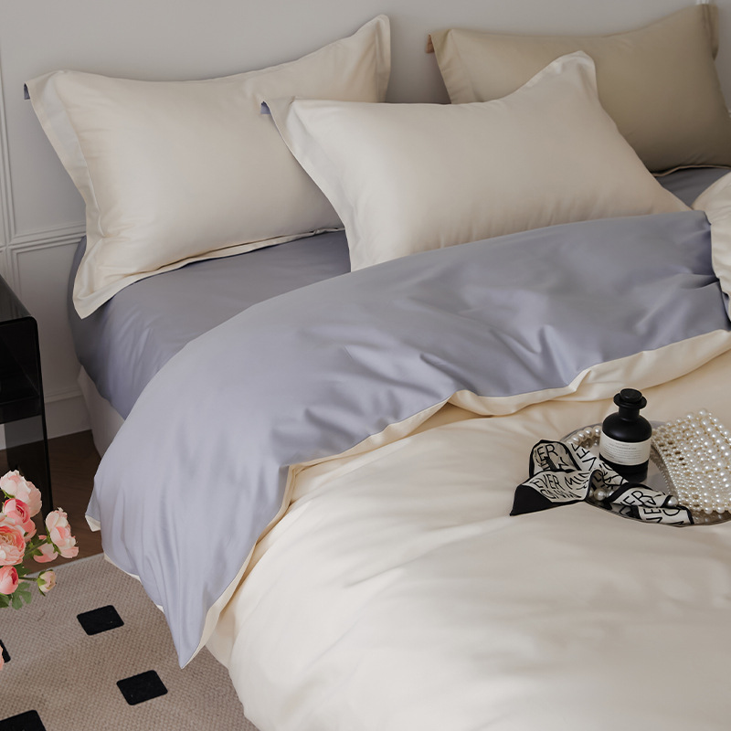 2025 100 sábanas de satén de algodón de fibra larga de cuatro piezas de algodón, sábana de edredón de algodón puro, ropa de cama de lujo ligera