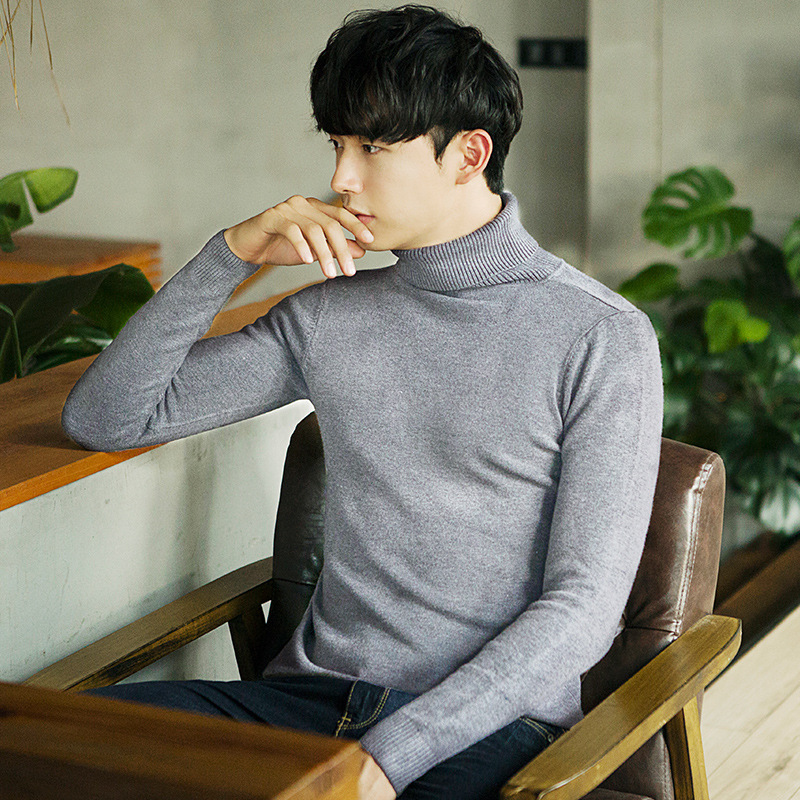 Men's Rib-Knit Turtleneck Sweater – Half-Knit Textured Layering Essential (4 Neutral Colors, M-XXXXL)_voghion.com