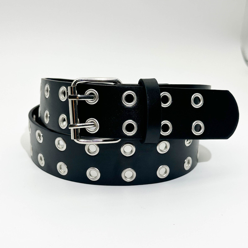 Fashion American Internet Popular Full Hole Belt Women Hip Hop Punk Trend Double Row Trouser Belt Cool Belt Cross-border New Wholesale