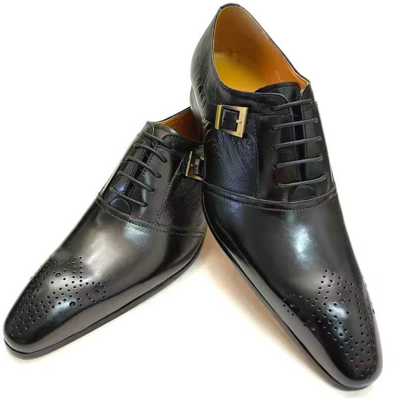 Luxury top layer cowhide men's formal shoes Oxford business office dress black coffee lace-up party wedding