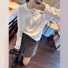 品牌外贸～剪标专柜欧货白色纯棉长袖T恤宽松打底衫高端小衫上衣