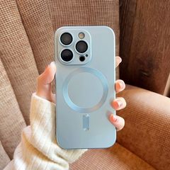 苹果16promax手机壳超薄磨砂iPhone15磁吸硅胶13全包14防摔金属漆