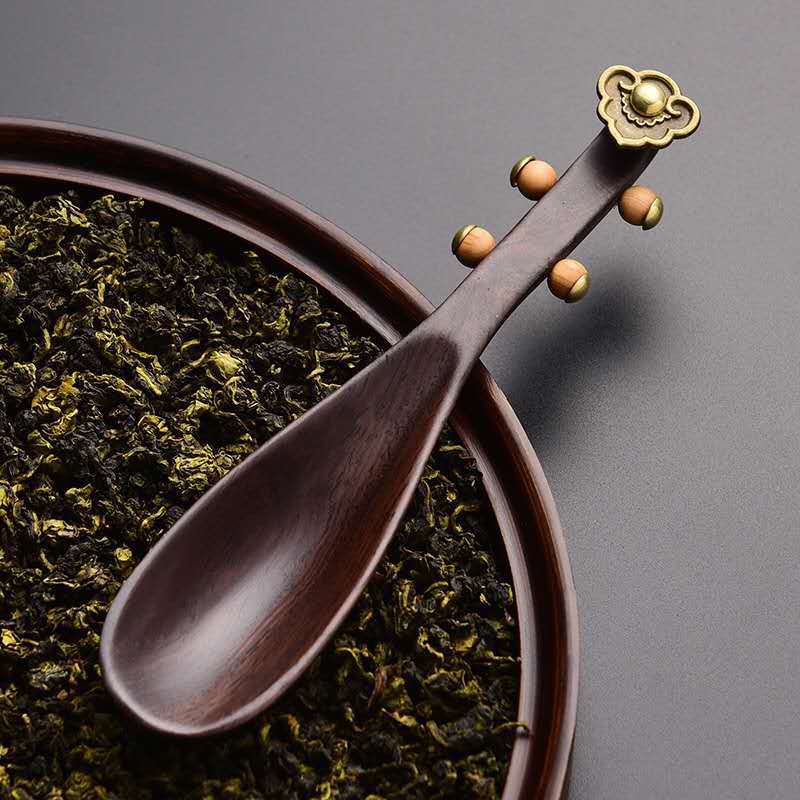 Al por mayor ébano pipa cuchara de té Kung Fu juego de té ceremonia del té partes del hogar herramientas de fabricación de té de madera maciza pala de té