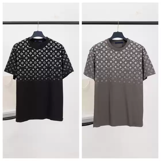 High quality luxury trend donkey home short sleeved full printed gradient old flower logo loose casual versatile unisex T-shirt