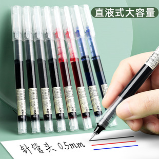 Direct Liquid Ball Pen Quick-drying Large Capacity Black Simple Gel Pen Ins Style Student 0.5mm Pen Bag