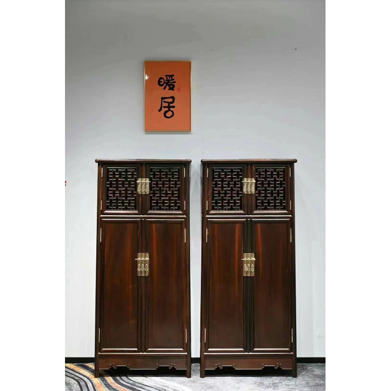Red Rosewood Cochin Rosewood Cut Outed-Out Wanzi Pattern Rounded Corner Cabinet Storage Cabinet Wanli Cabinet Noodle Cabinet