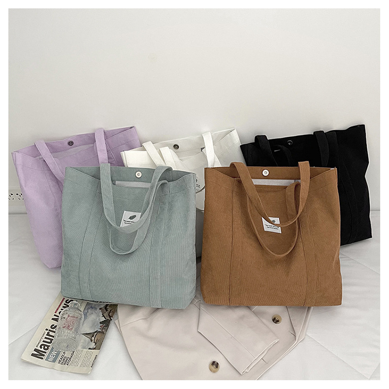 Fashion Style Square Shape Large Size Unisex Fashion Solid Color Canvas Shopping Bags