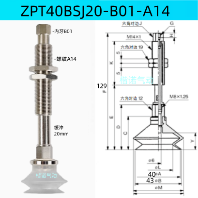 Ventosas de vacío originales ZPT10BNJ10 - B5-A10 / ZPT1300-06-A10-20-25-32-40