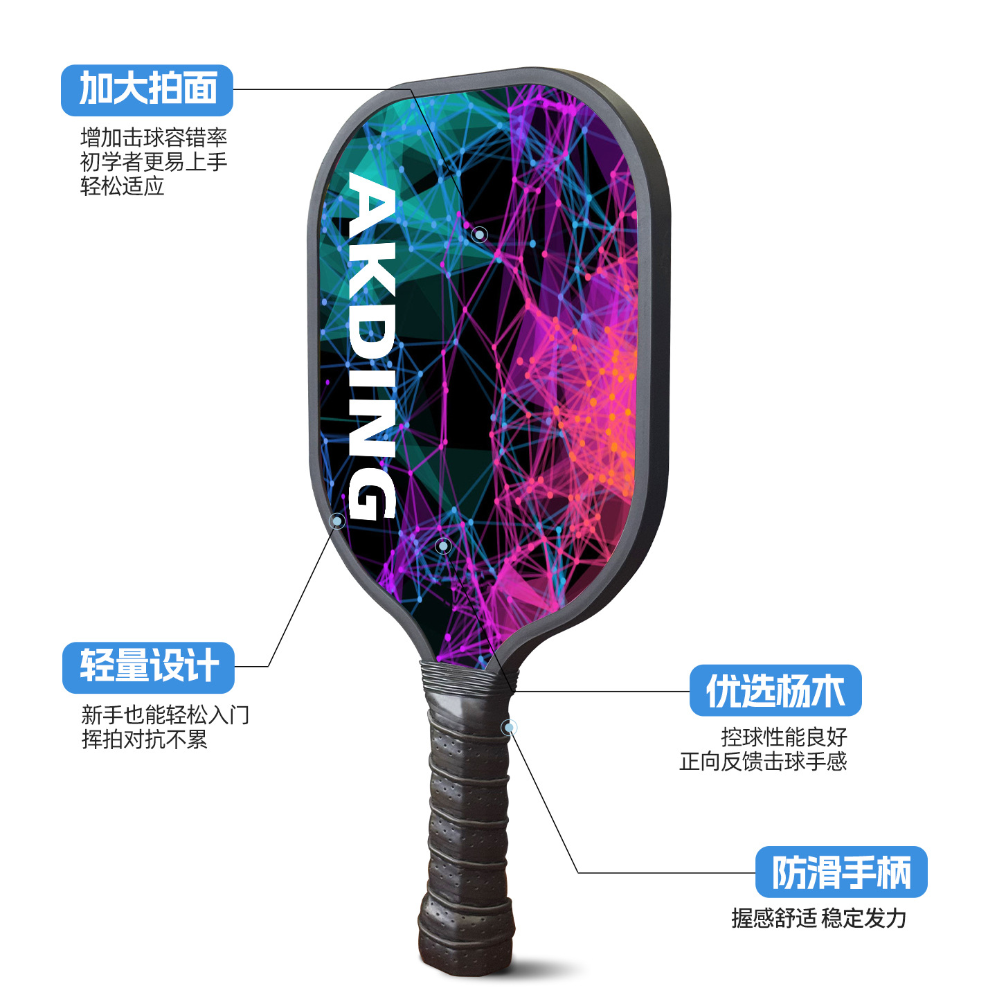 Poplar Pickleball Racket Set for Adults and Children, Wooden Racket Set, Pickleball Outdoor Sports, in Stock, Factory Direct, Cross-Border 3
