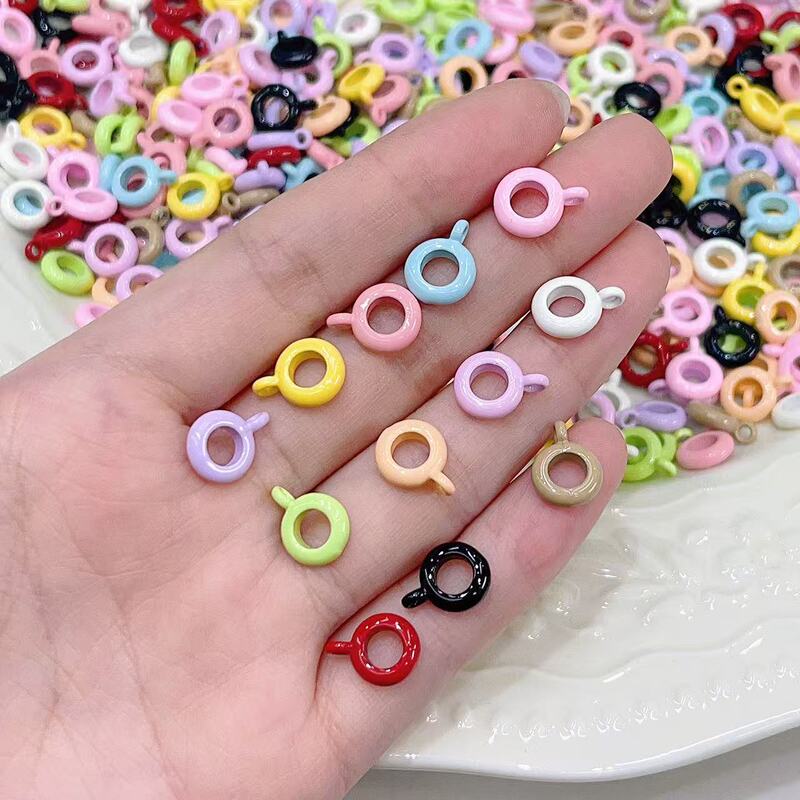 Colorful Spray-Painted Alloy Small Round Three-Way Connector Beads for DIY Handmade Phone Chains, Necklaces, and Jewelry Accessories, Compatible with Snap Clasps