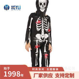 2024万圣节服装骷髅骑士姜饼人鬼面紧身连体服堡垒之夜儿童表演服