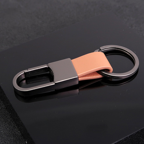 New Metal Leather Keychain, Zinc Alloy Clasp, Creative Simple Men's Car Keychain Holder, Wholesale