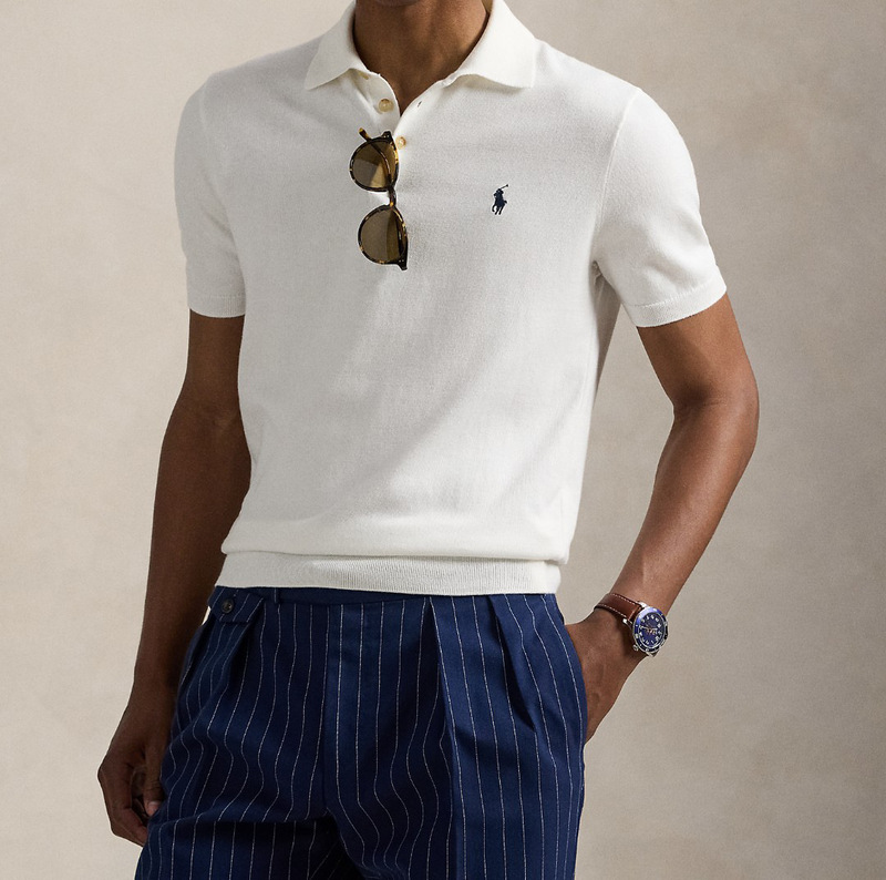 Rl Ralph Lapel Knitted Polo Shirt with Pony Embroidery and Three Buttons, Summer Classic Short-Sleeve Casual T-Shirt, Unisex