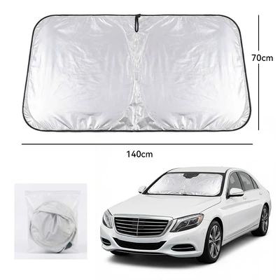 for Car, Summer Car Sunshade — Sun shade - full-blackout-titanium-silver-single-layer-front-rail-small-size-sealed-bag
