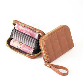 绣线卡包多卡位卡夹零钱包信用卡收纳包拉链分层银行卡公交卡防水