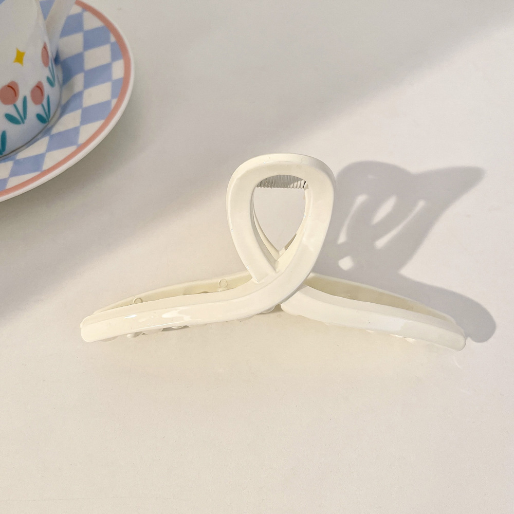 Milk Brown horquilla grande hacia atrás cabeza clip de pelo tocado de las mujeres principios de primavera de alto grado updo tiburón horquilla