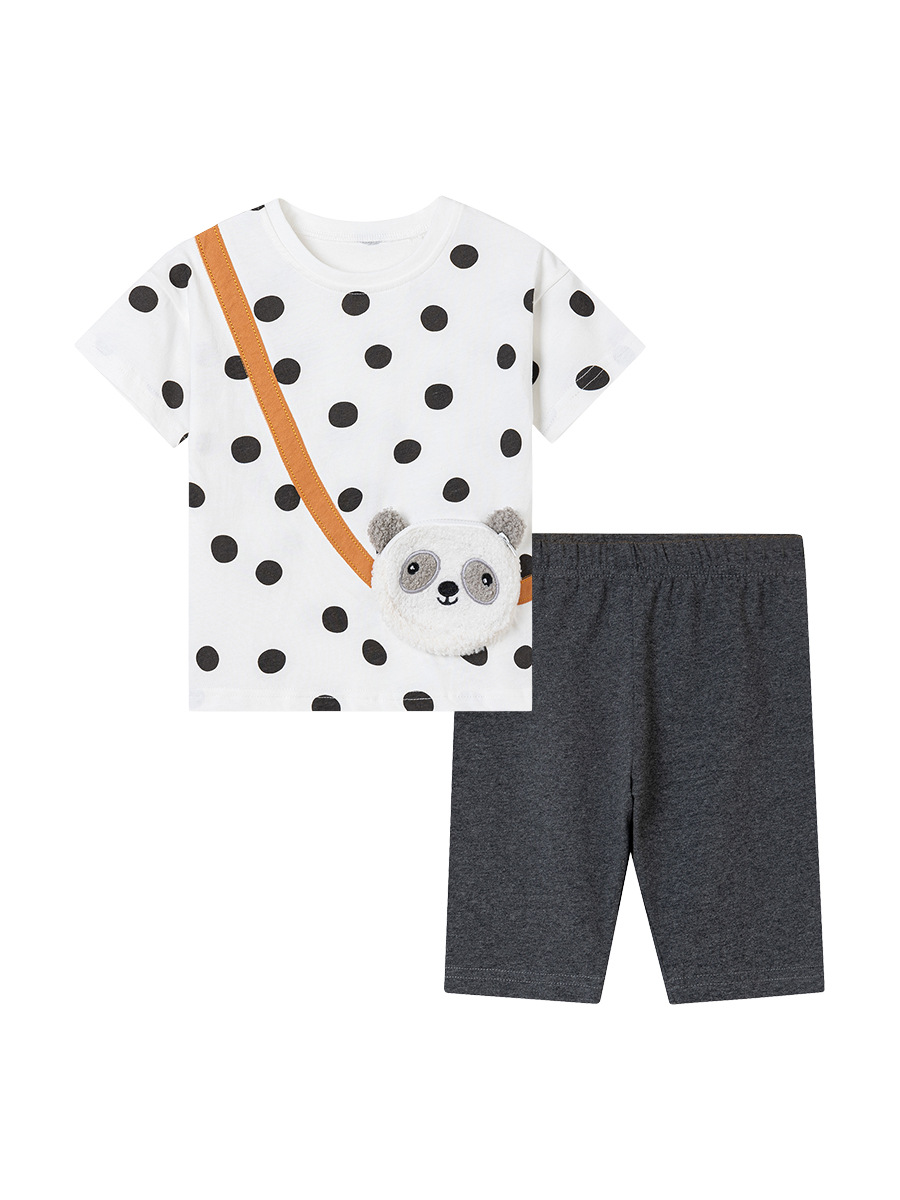 Little Maven procesamiento personalizado europeo y americano lindo conjunto de niñas de verano de manga corta pegatinas bordadas set de niñas