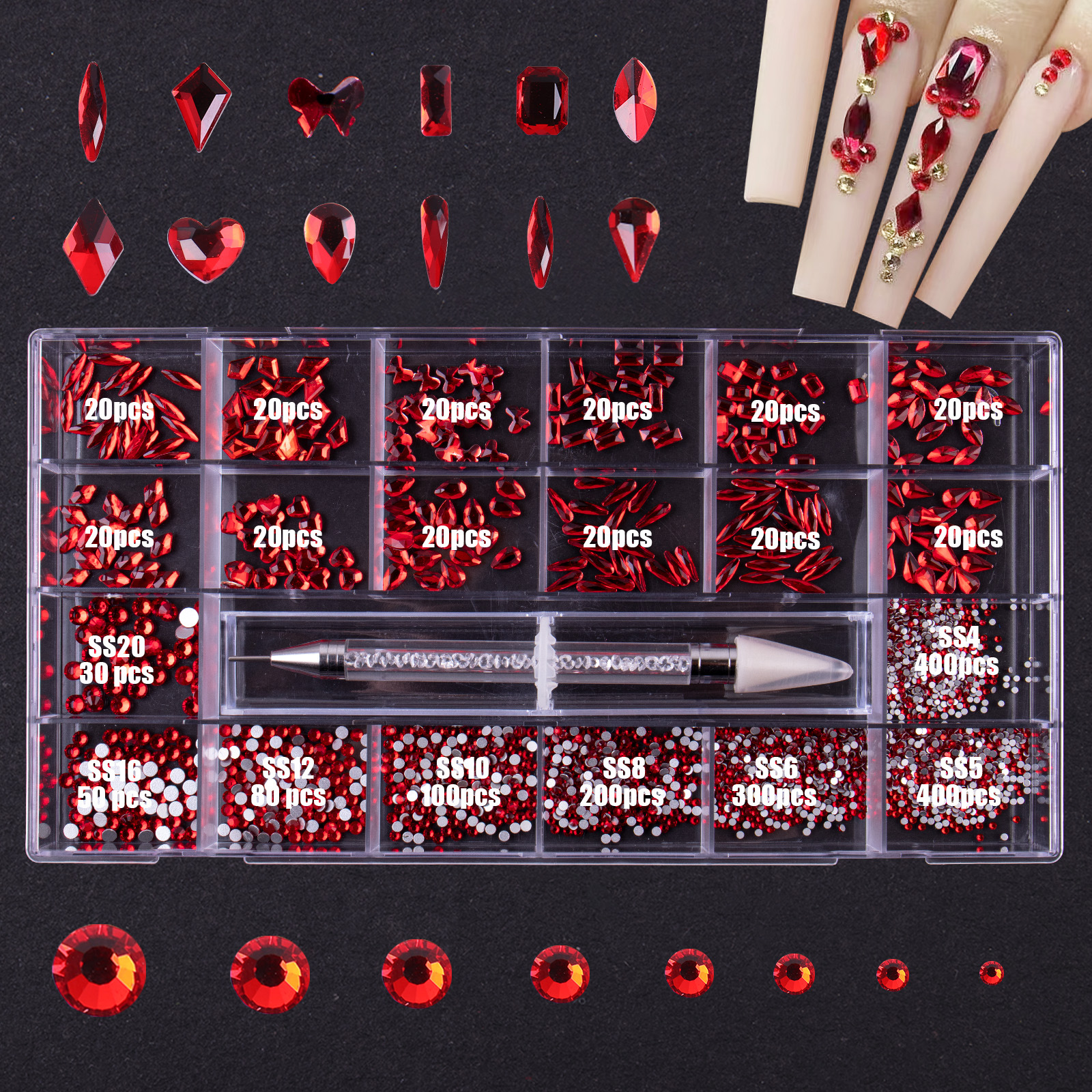 Transfronterizo nuevo clavo 21 rejilla rhinestone clavo taladro plano especial en forma de diamante clavo rhinestone uñas traje de la joyería al por mayor